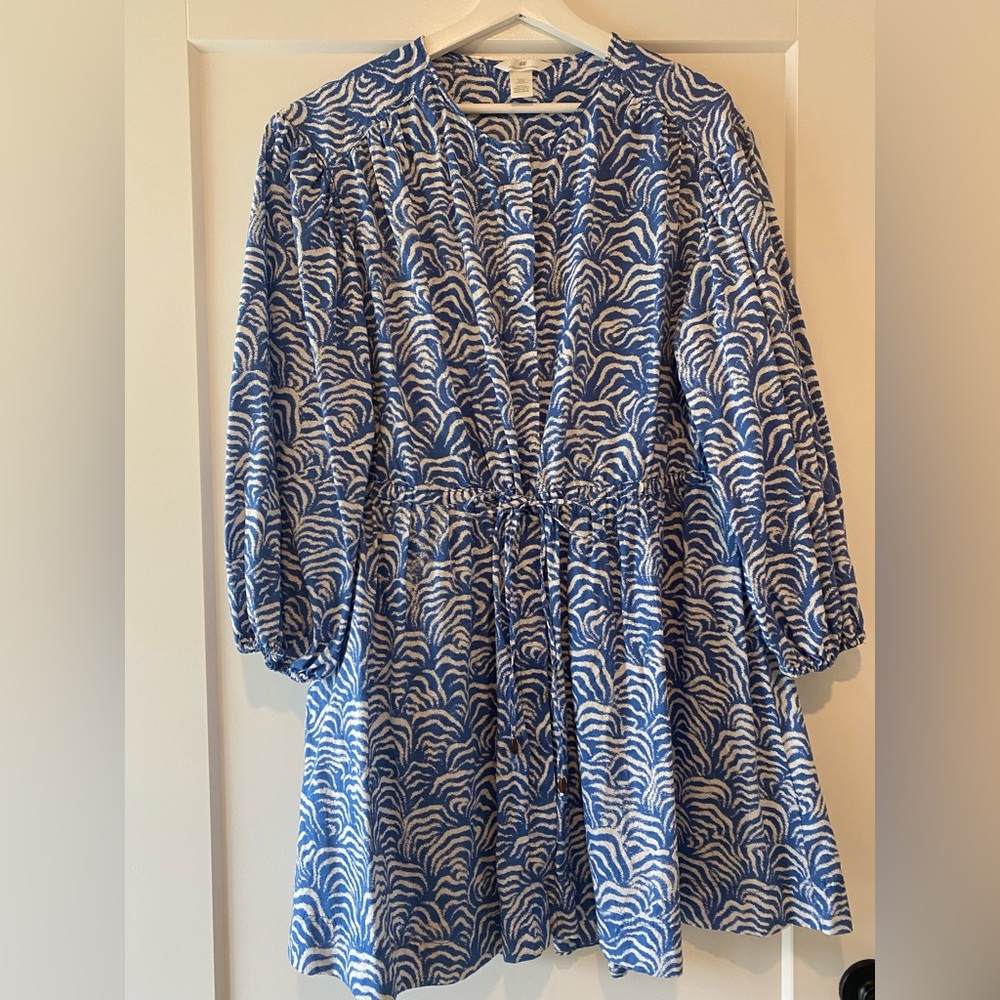 Final price * H&M Blue and White linen blend  Dress sz. XL